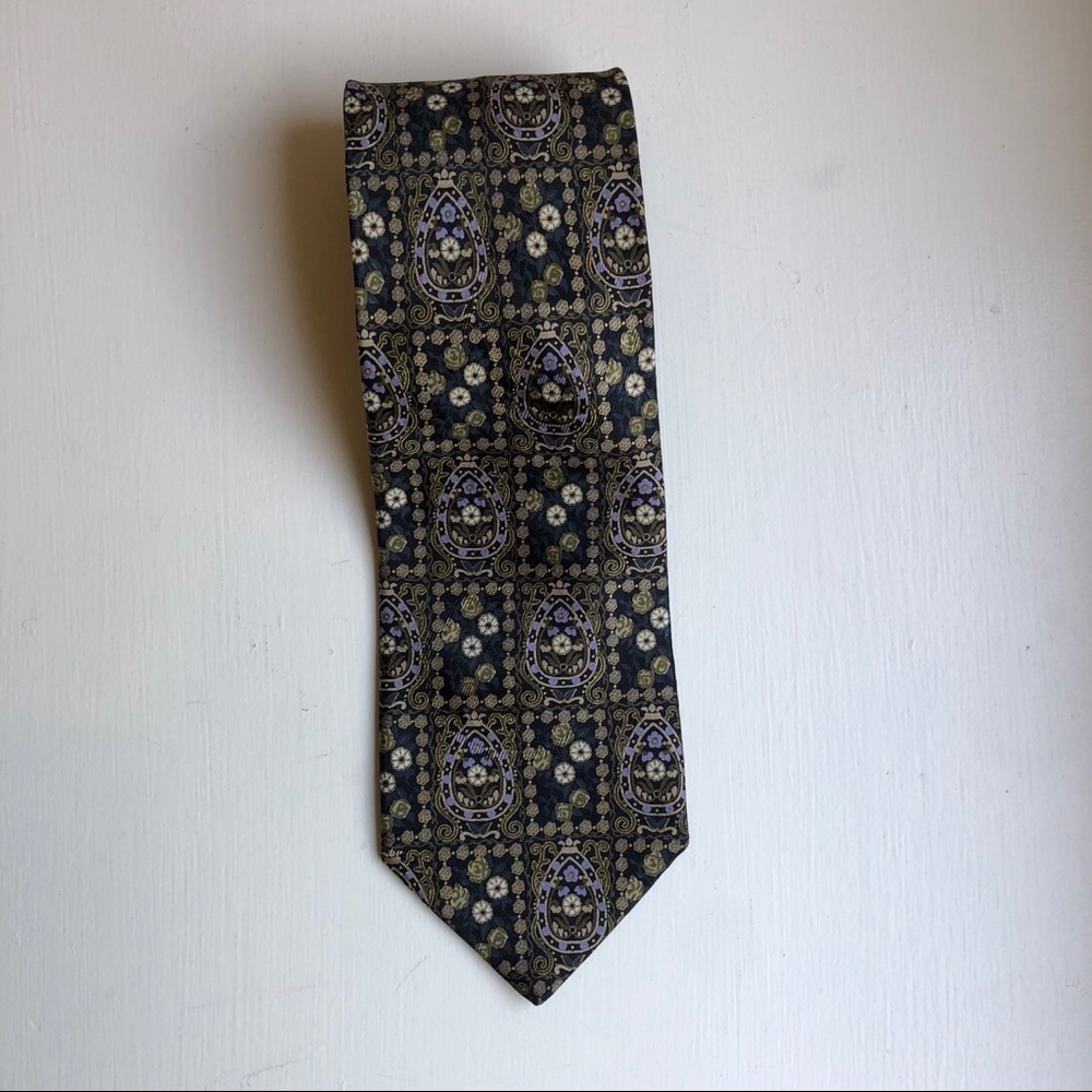 Brioni Patterned Tie Black/Purple/Gold